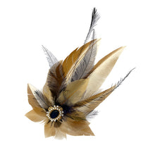 Load image into Gallery viewer, Light Tan &amp; Navy Magnetic Feather Trim
