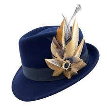 Load image into Gallery viewer, Light Tan &amp; Navy Magnetic Feather Trim
