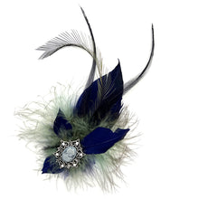 Load image into Gallery viewer, Navy &amp; Dusky Green Magnetic Feather Trim

