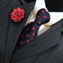 Load image into Gallery viewer, Navy & Red Polka Dot Tie