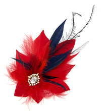 Load image into Gallery viewer, Red & Navy Magnetic Feather Trim