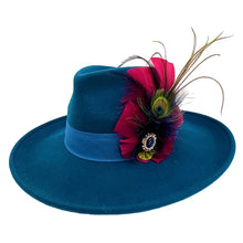 Load image into Gallery viewer, Beetroot Pink, Navy & Peacock Magnetic Feather Trim