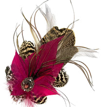 Load image into Gallery viewer, Beetroot Pink & Natural Magnetic Feather Trim