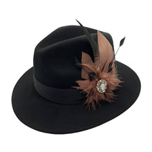 Load image into Gallery viewer, Black Wool Felt Fedora Style 2