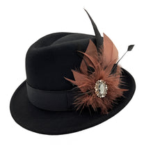 Load image into Gallery viewer, Black Wool Felt Trilby Narrow Brim