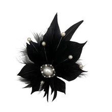 Load image into Gallery viewer, Black & Pearl Magnetic Feather Trim