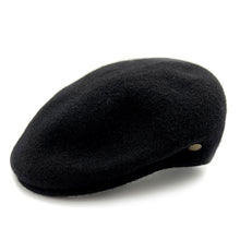 Load image into Gallery viewer, Black Wool Blend Flat Cap
