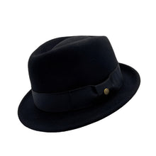 Load image into Gallery viewer, Black Wool Felt Trilby Narrow Brim