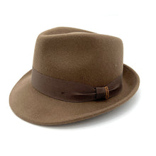 Load image into Gallery viewer, Brown Wool Felt Trilby Brown Band