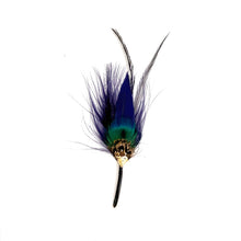 Load image into Gallery viewer, Extra Extra Small Navy & Turquoise Feather Pin