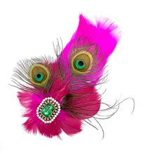 Load image into Gallery viewer, Fuchsia & Peacock Magnetic Feather Trim