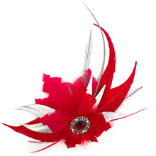 Load image into Gallery viewer, Red & Silver Magnetic Feather Trim