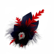 Load image into Gallery viewer, Navy & Red Magnetic Feather Trim