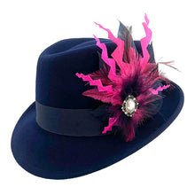 Load image into Gallery viewer, Bright Pink Zig Zag & Navy Magnetic Feather Trim