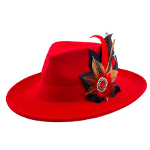 Load image into Gallery viewer, Red, Navy, & Natural Magnetic Feather Trim