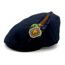 Load image into Gallery viewer, Navy Wool Blend Melton Flat Cap