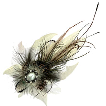 Load image into Gallery viewer, Off White & Black Brown Feather Trim