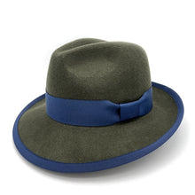 Load image into Gallery viewer, Olive &amp; Navy Wool Felt Fedora
