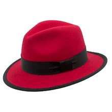 Load image into Gallery viewer, Red & Black Wool Felt Fedora