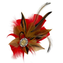 Load image into Gallery viewer, Red & Natural Magnetic Feather Trim