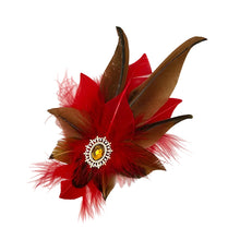 Load image into Gallery viewer, Red & Natural Magnetic Feather Trim 2