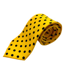 Load image into Gallery viewer, Yellow & Navy Spot Tie