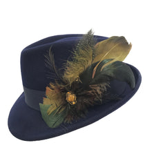 Load image into Gallery viewer, Navy Wool Felt Trilby

