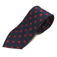 Load image into Gallery viewer, Navy &amp; Red Polka Dot Tie
