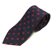 Load image into Gallery viewer, Navy & Red Polka Dot Tie