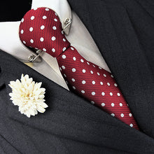 Load image into Gallery viewer, Red Wine &amp; Silver Spot Tie
