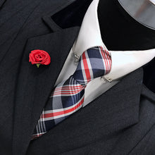 Load image into Gallery viewer, Navy, Red & White Plaid Tie