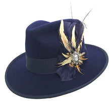 Load image into Gallery viewer, Navy Wool Felt Fedora