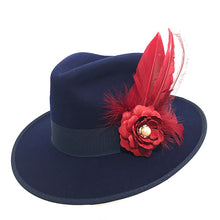 Load image into Gallery viewer, Navy Wool Felt Fedora