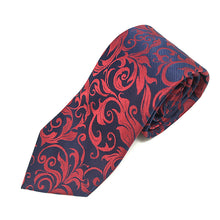 Load image into Gallery viewer, Navy &amp; Red Flourish Tie
