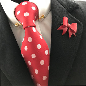 Red Leather Bow Lapel