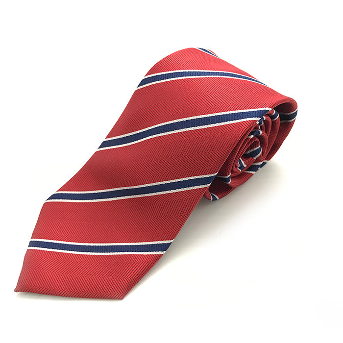 Red Navy & White Stripe Tie