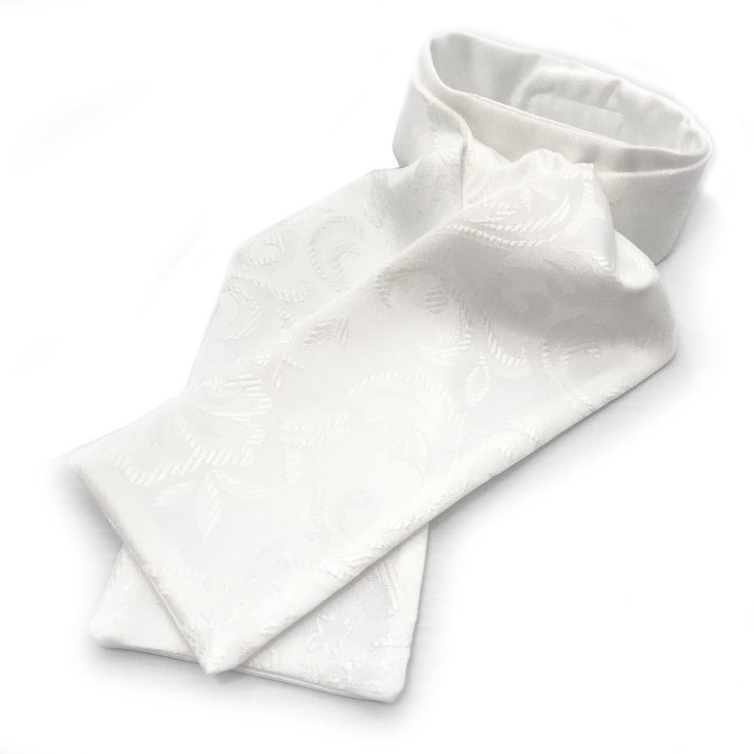 Cool White Jacquard Stock with Satin Collar