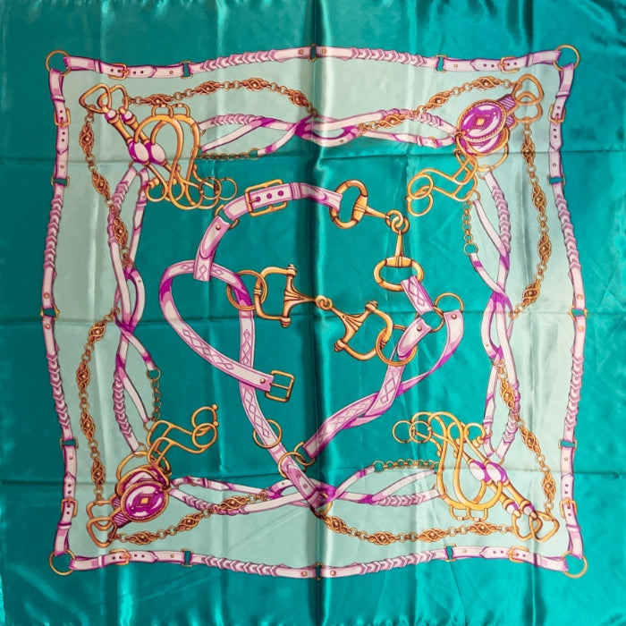 Aqua, Pink & Gold Scarf