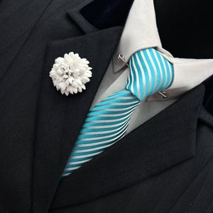 Aqua & Silver Stripe Tie