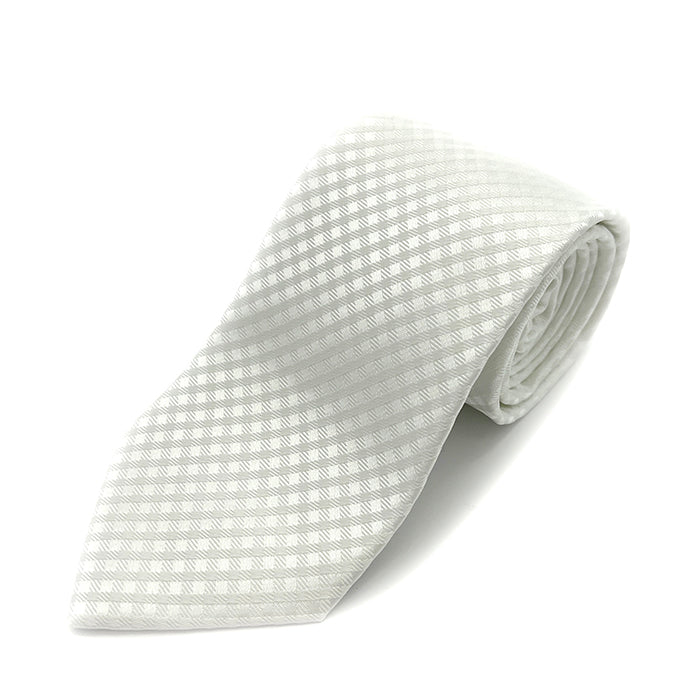 Bone White Micro Gingham Textured Tie