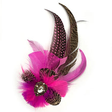 Load image into Gallery viewer, Fuchsia Pink &amp; Natural Magnetic Feather Trim
