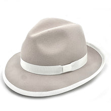 Load image into Gallery viewer, Greige &amp; White Wool Felt Fedora
