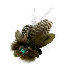 Khaki & Natural Magnetic Feather Trim