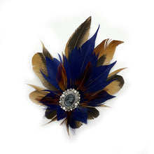 Load image into Gallery viewer, Naturals &amp; Navy Magnetic Feather Trim
