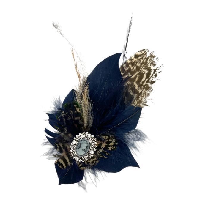 Navy & Natural Magnetic Feather Trim