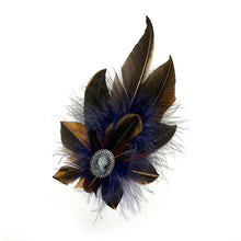 Load image into Gallery viewer, Naturals &amp; Navy Magnetic Feather Trim

