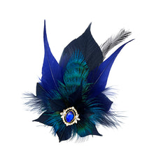 Load image into Gallery viewer, Navy, Royal &amp; Peacock Blue Magnetic Feather Trim
