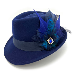 Navy, Royal & Peacock Blue Magnetic Feather Trim