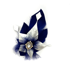 Navy & Silver Magnetic Feather Trim