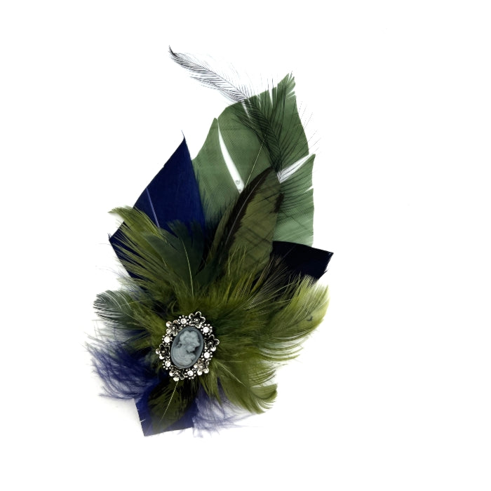 Green & Navy Magnetic Feather Trim